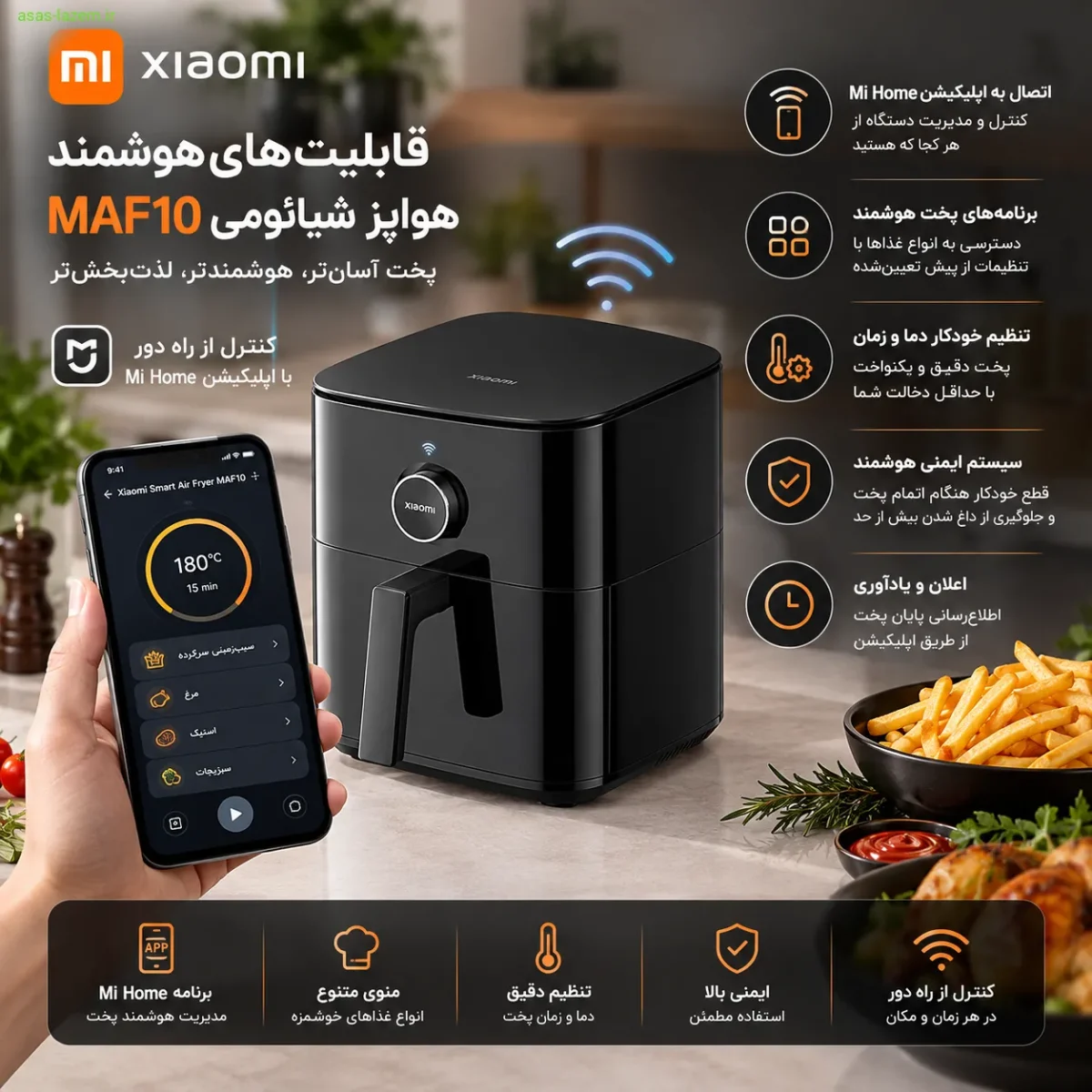 قابلیت‌های هوشمند هواپز شیائومی MAF10