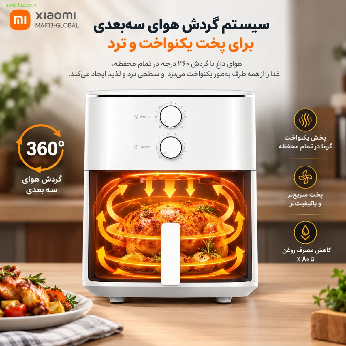 سیستم گردش هوای سه‌بعدی سرخ کن شیائومی MAF13-GLOBAL