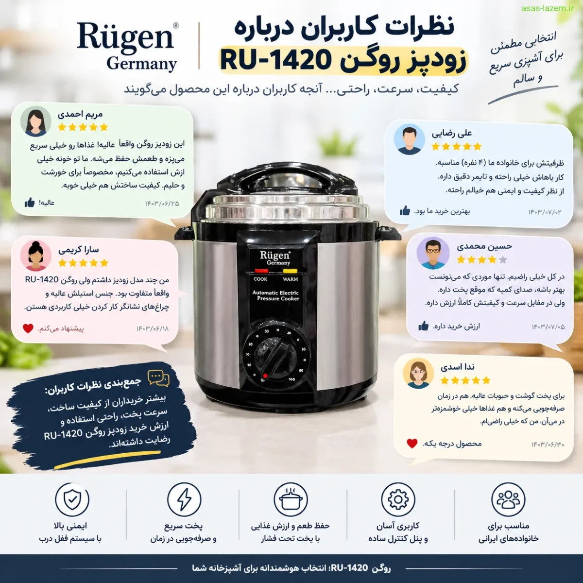 نظرات کاربران درباره زودپز روگن RU-1420