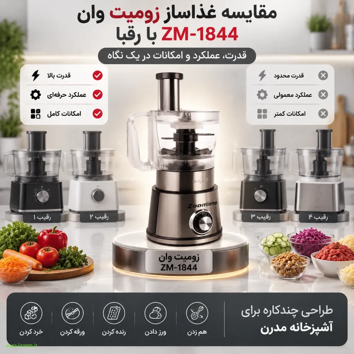 مقایسه غذاساز زومیت وان ZM-1844 با رقبا