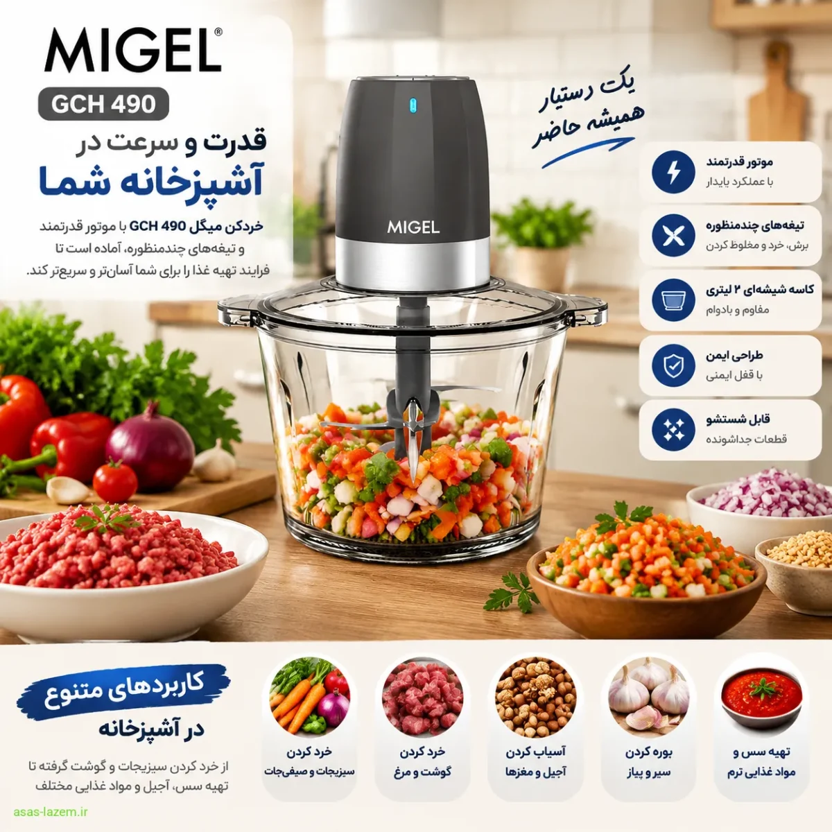 عملکرد و کاربردهای خردکن میگل GCH 490 در آشپزخانه
