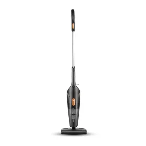 جارو شارژی عصایی درما مدل DX115C با قدرت موتور 600 وات، ظرفیت مخزن 1.2 لیتری، سیستم فیلتراسیون سیکلون و هپا، وزن 1.5 کیلوگرم و طول سیم 5 متر، مناسب برای تمیزکردن سطوح سرامیک، پارکت و سنگ