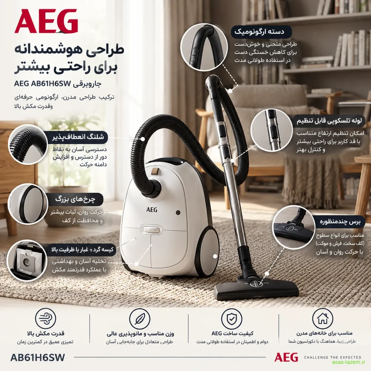 طراحی و ارگونومی جاروبرقی آ ا گ AB61H6SW