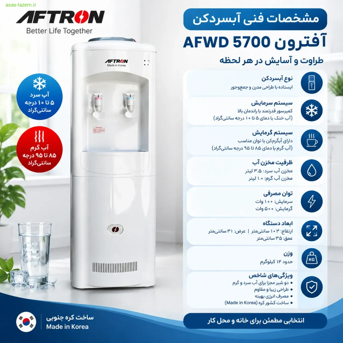 مشخصات فنی آبسردکن افترون AFWD-5700