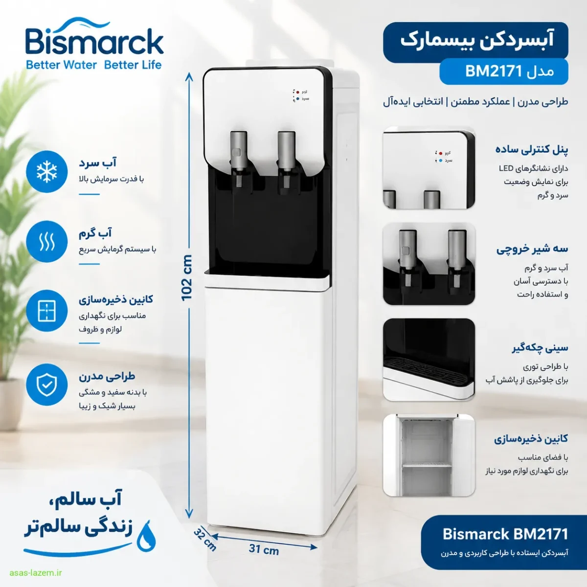 طراحی و ساختار ظاهری آبسردکن بیسمارک مدل BM2171