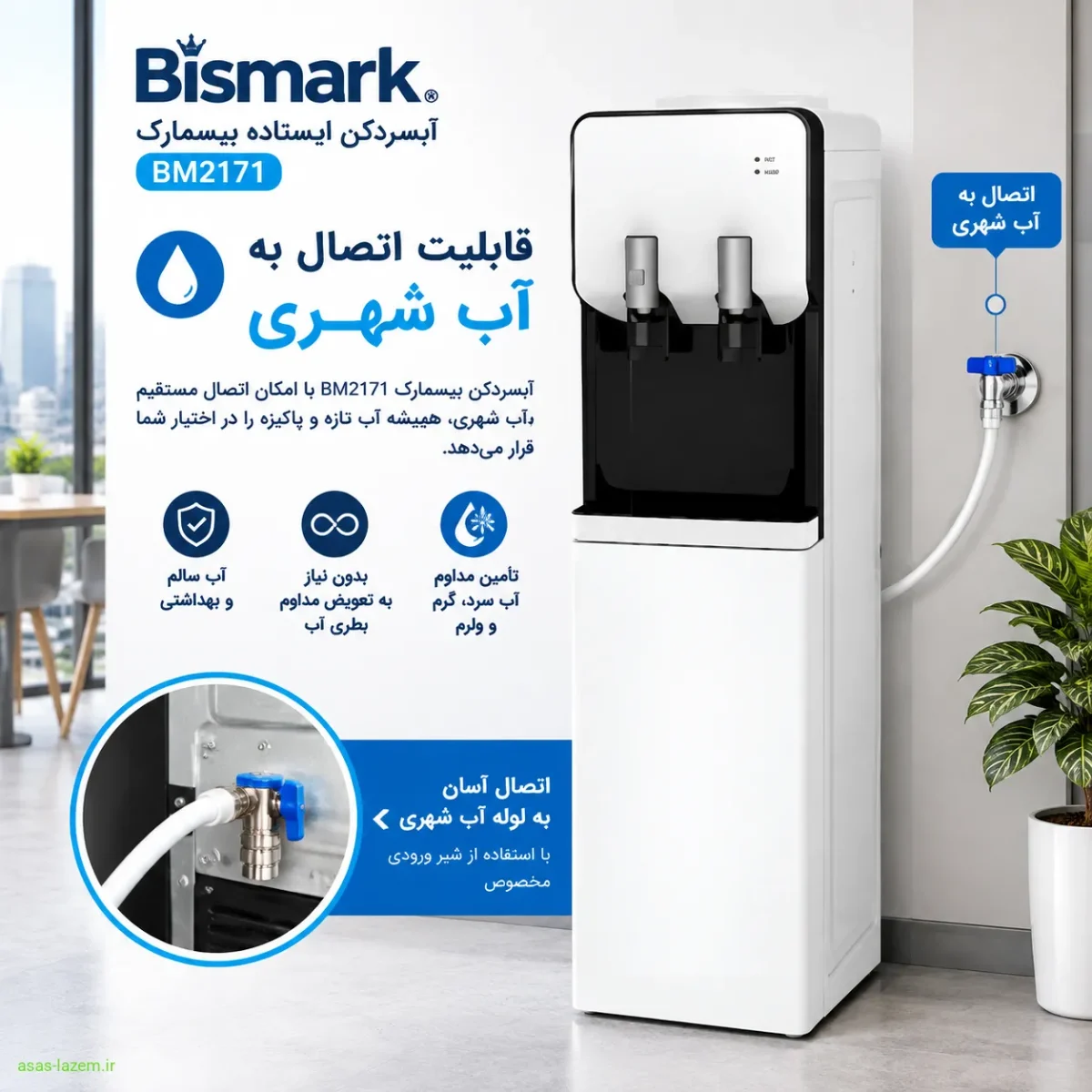 قابلیت اتصال به آب شهری آبسردکن بیسمارک BM2171