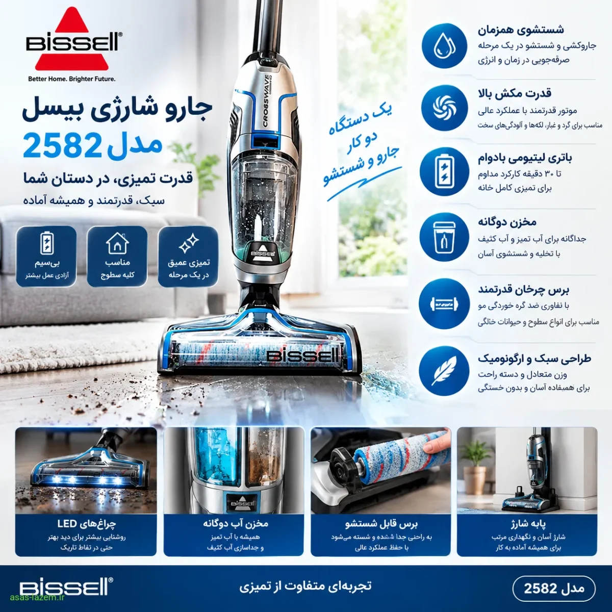 قابلیت‌های منحصربه‌فرد جارو شارژی بیسل 2582