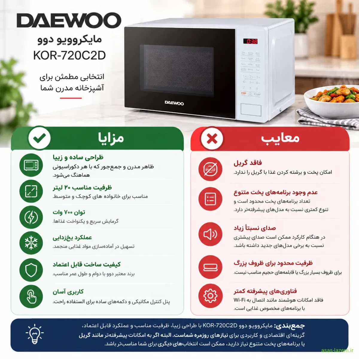 مزایا و معایب مایکروویو دوو KOR-720C2D