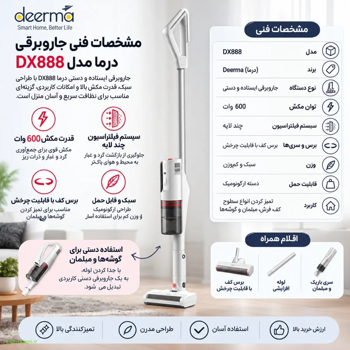 مشخصات فنی جاروبرقی درما DX888 مشخصات فنی جاروبرقی درما DX888