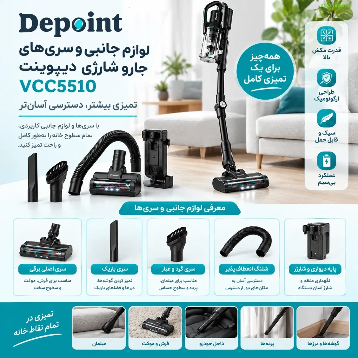 لوازم جانبی و سری‌های جارو شارژی دیپوینت VCC5510