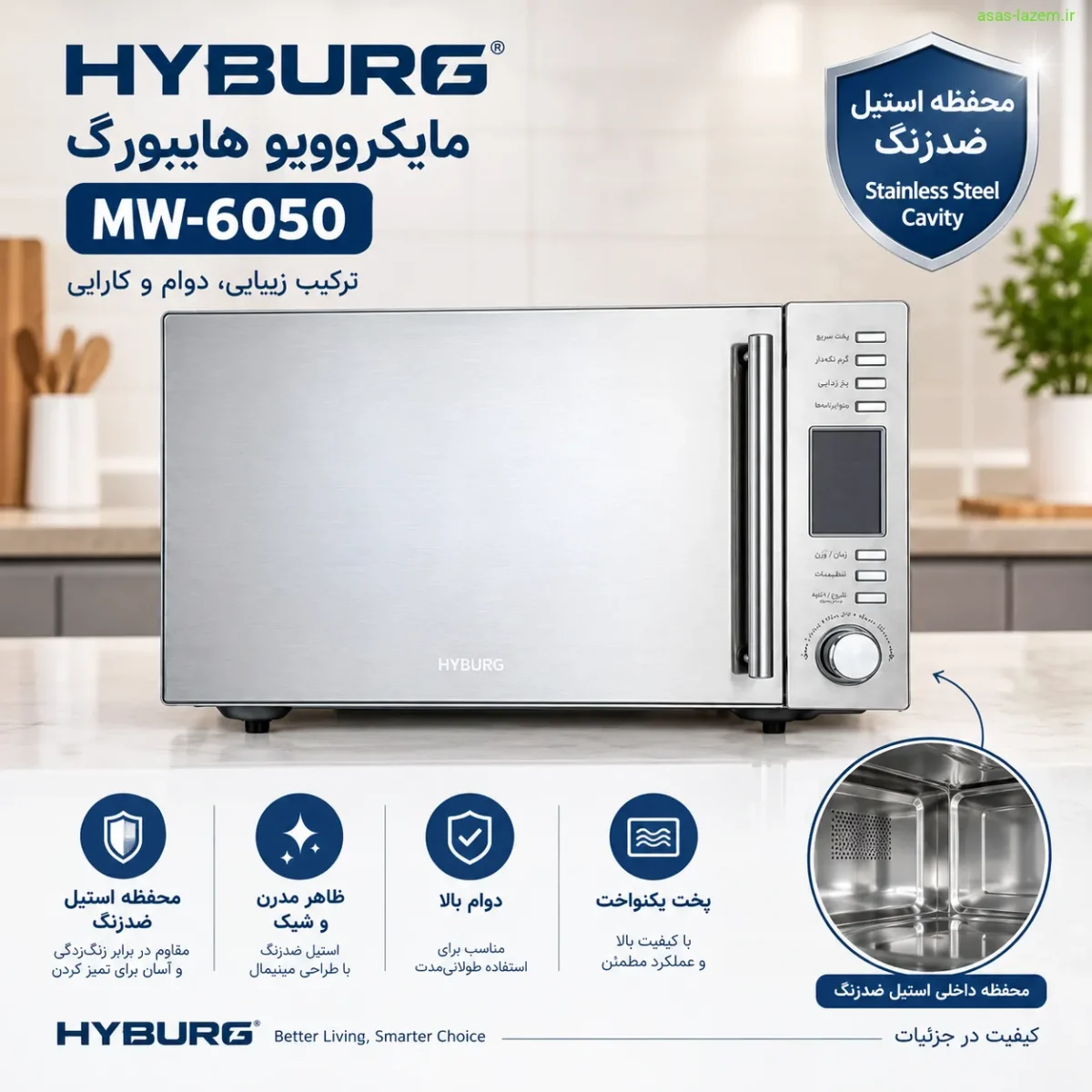 محفظه استیل ضدزنگ مایکروویو هایبورگ MW-6050
