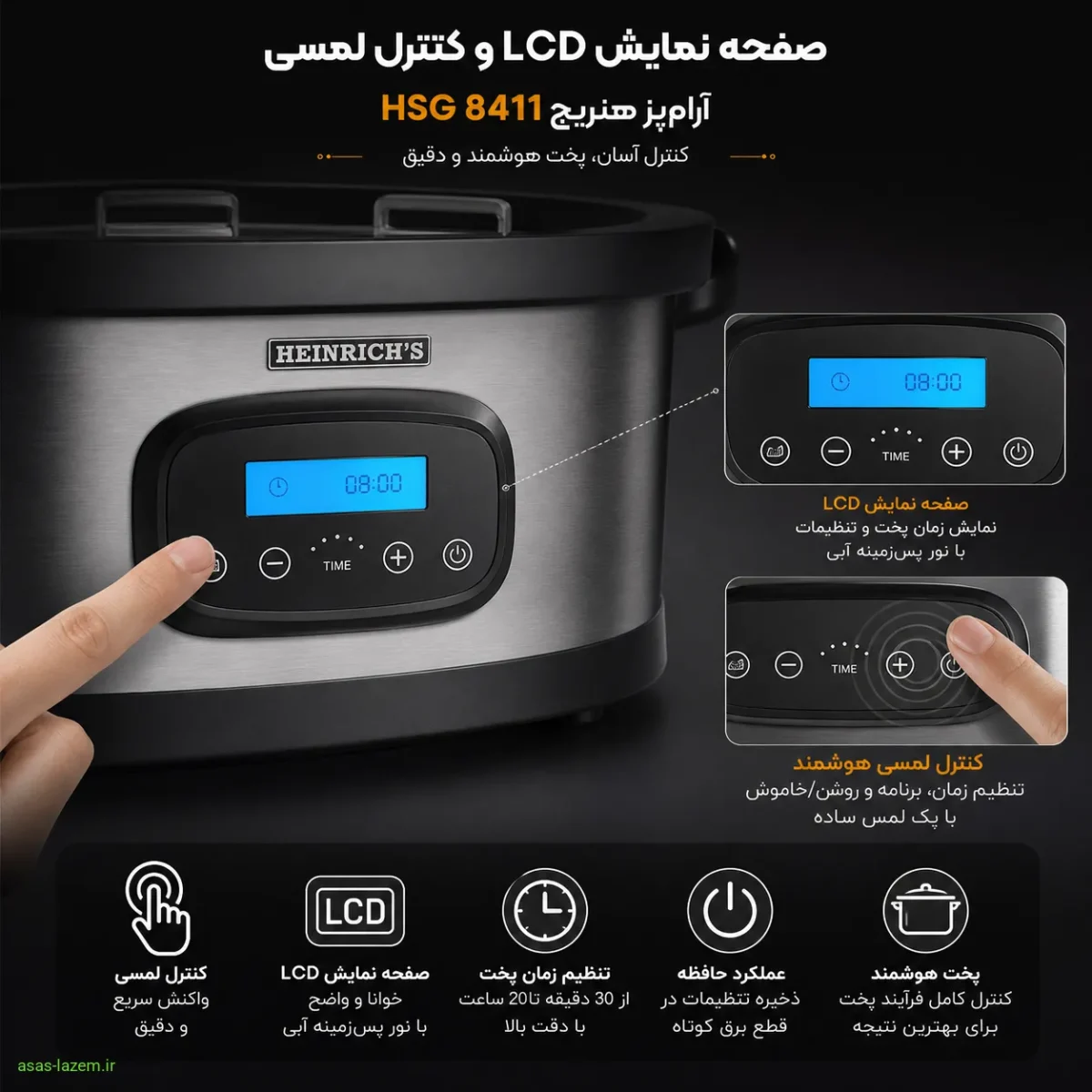 صفحه نمایش LCD و کنترل لمسی آرام‌پز هنریچ HSG 8411