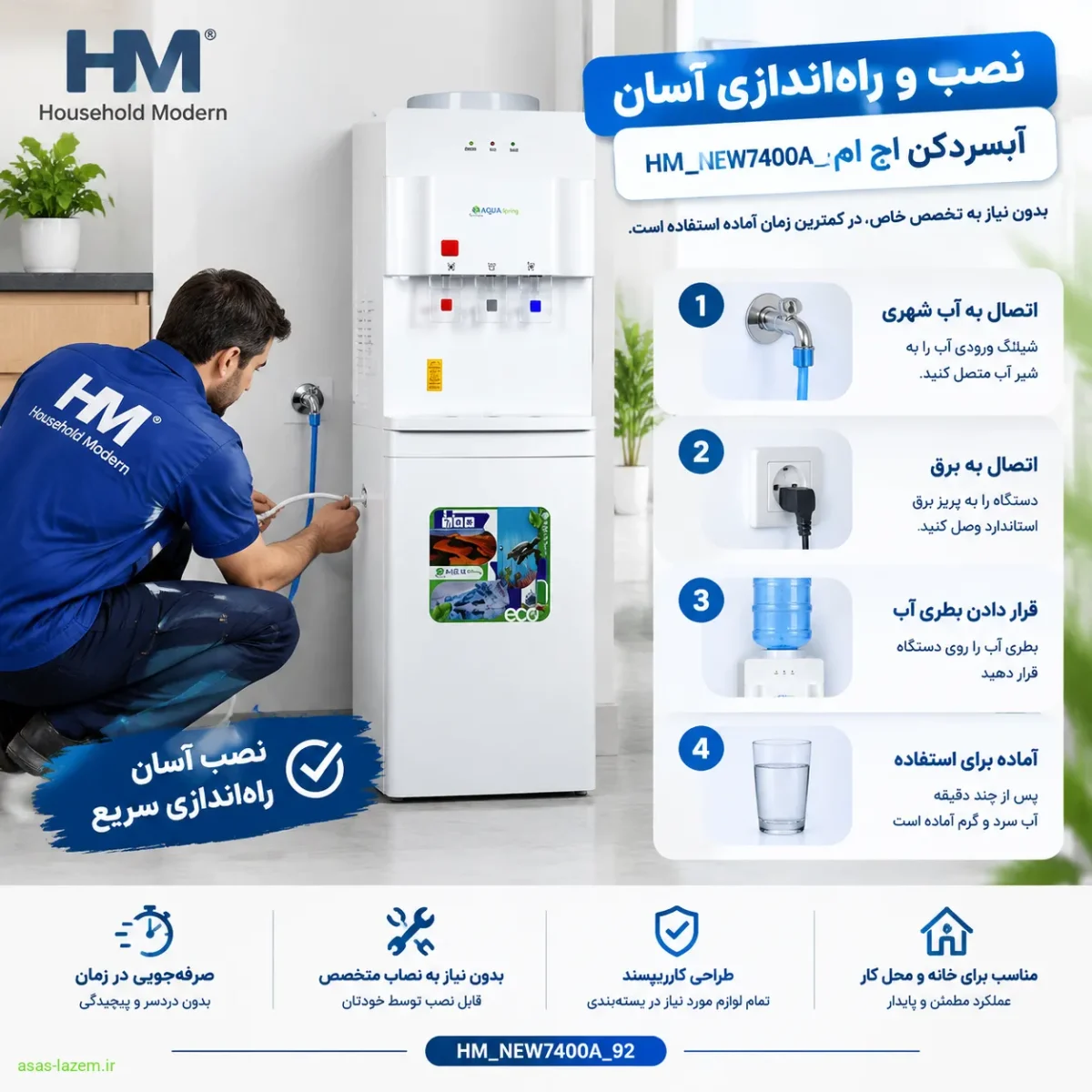 نصب و راه‌اندازی آسان آبسردکن اچ ام HM_NEW7400A_92