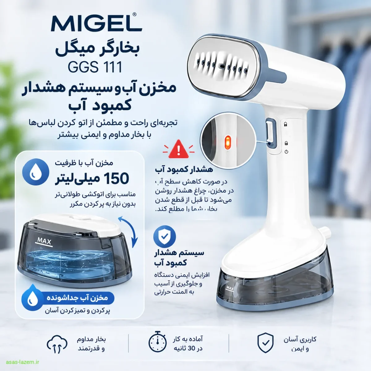 مخزن آب و سیستم هشدار کمبود آب بخارگر میگل GGS 111