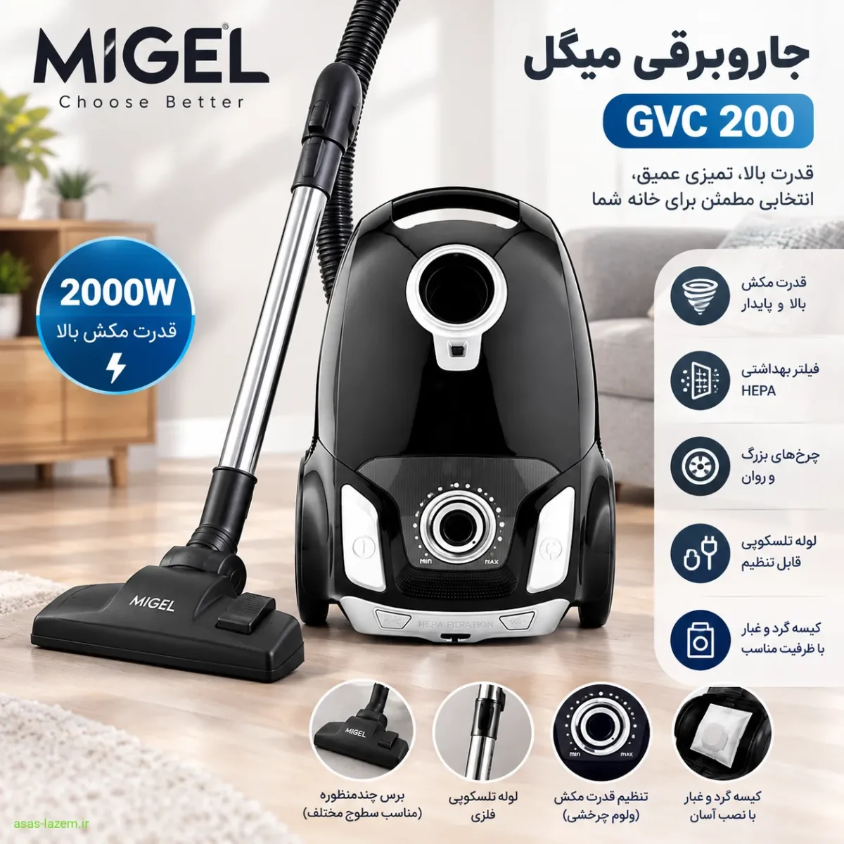 نمای کلی جاروبرقی میگل GVC 200