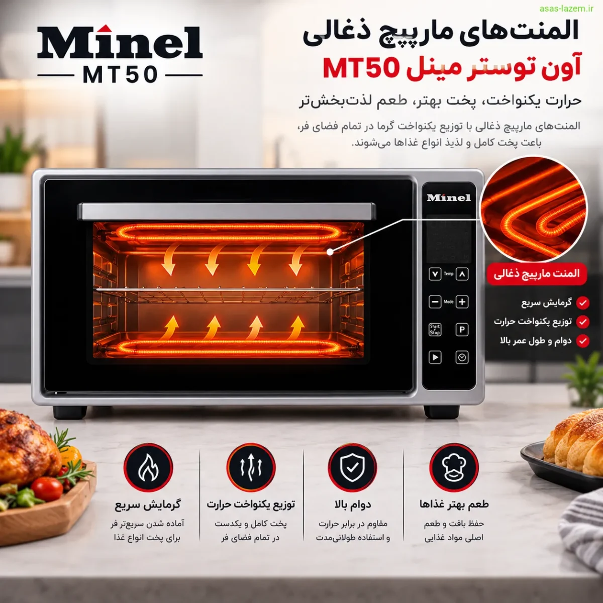 المنت‌های مارپیچ ذغالی آون توستر مینل MT50