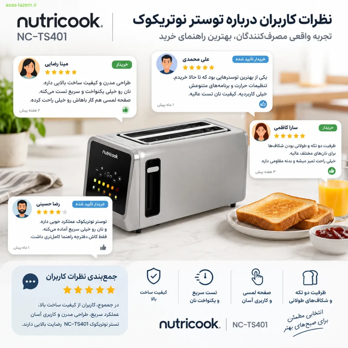نظرات کاربران درباره توستر نوتریکوک NC-TS401