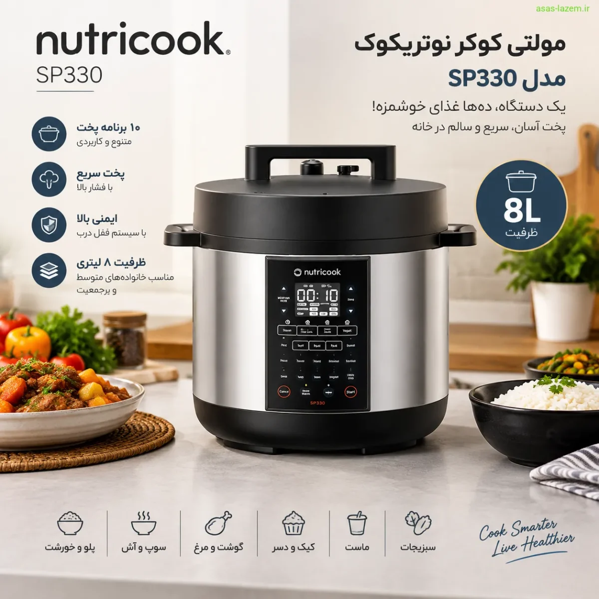 مولتی کوکر ۸ لیتری نوتریکوک SP330 نمای کلی مولتی کوکر ۸ لیتری نوتریکوک SP330