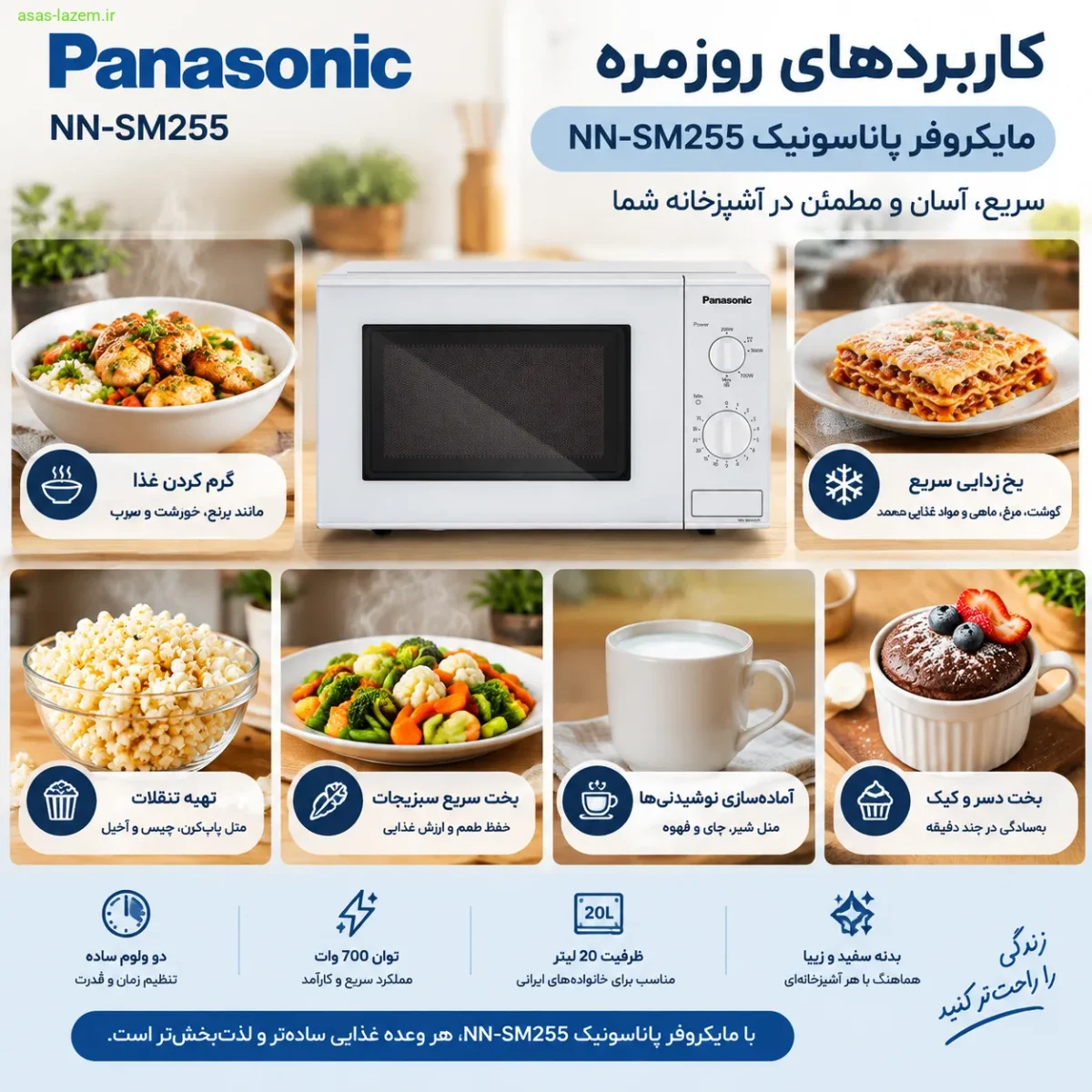 کاربردهای روزمره مایکروفر پاناسونیک NN-SM255