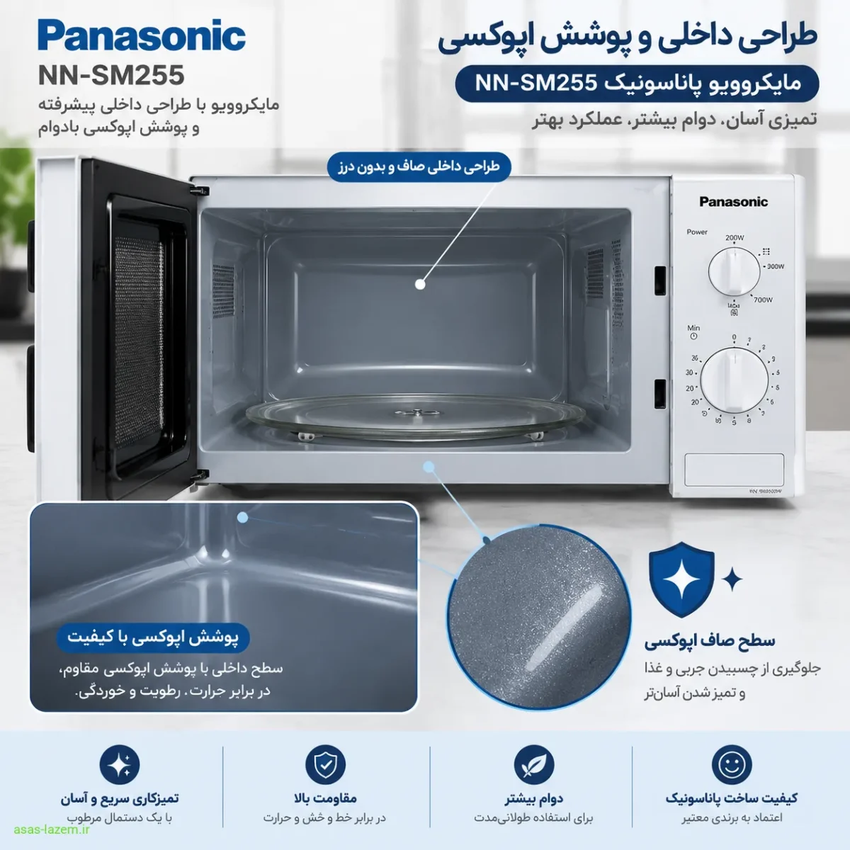 طراحی داخلی و پوشش اپوکسی مایکروفر پاناسونیک NN-SM255