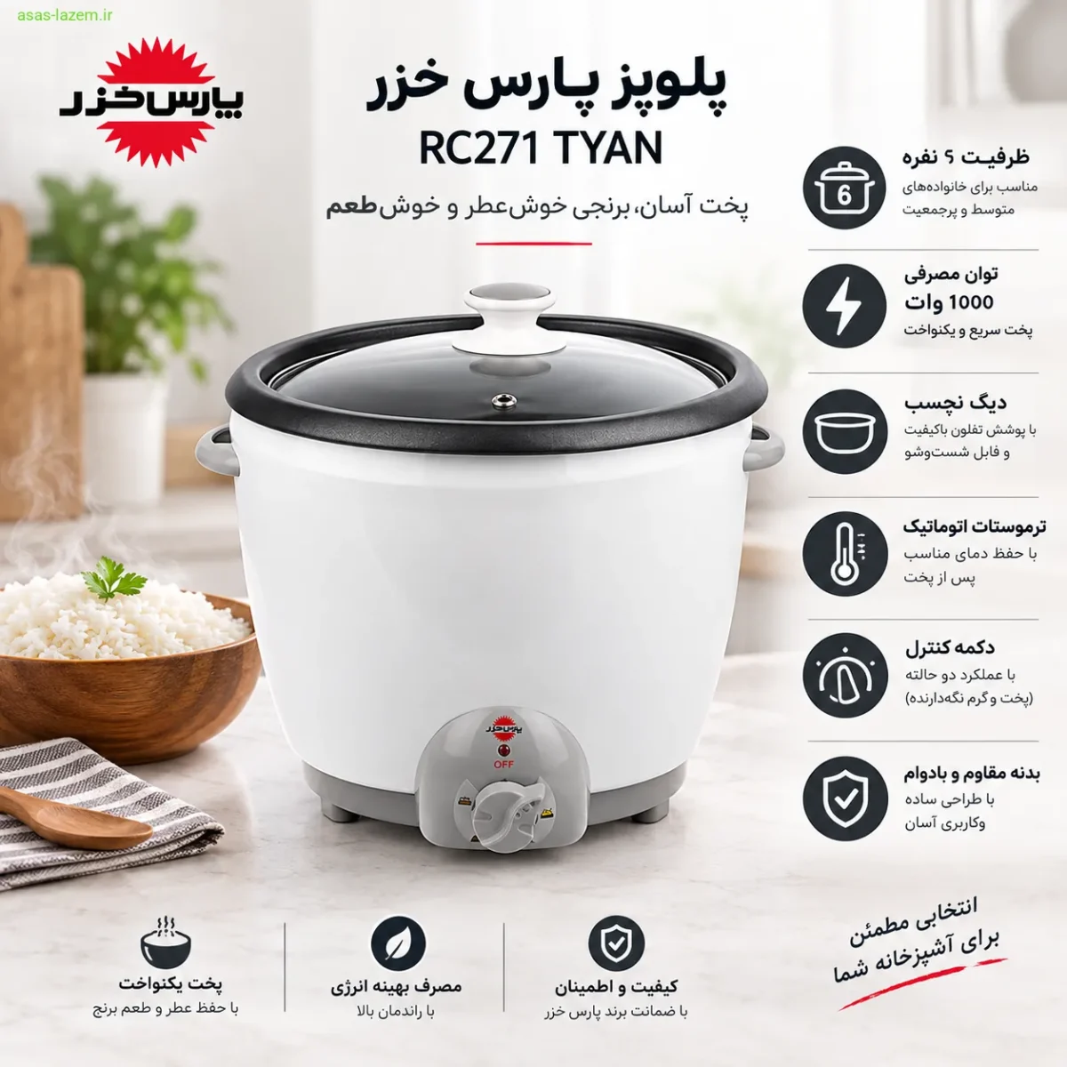 ویژگی‌های فنی پلوپز پارس خزر RC271 TYAN
