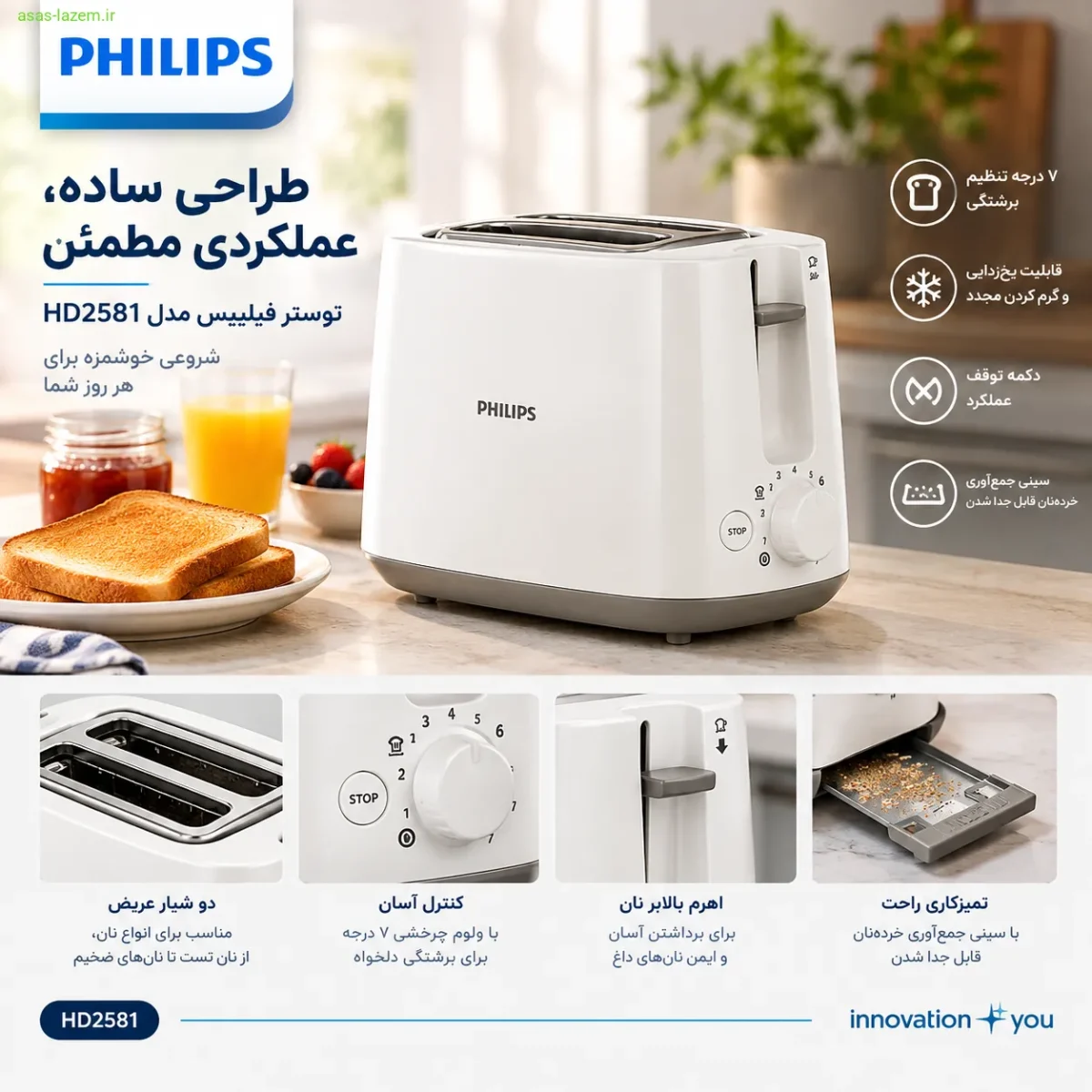 طراحی و ظاهر توستر فیلیپس HD2581