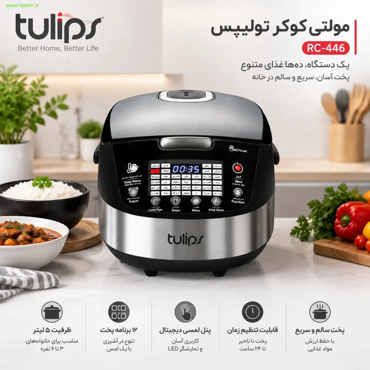 نمای کلی مولتی کوکر تولیپس RC-446