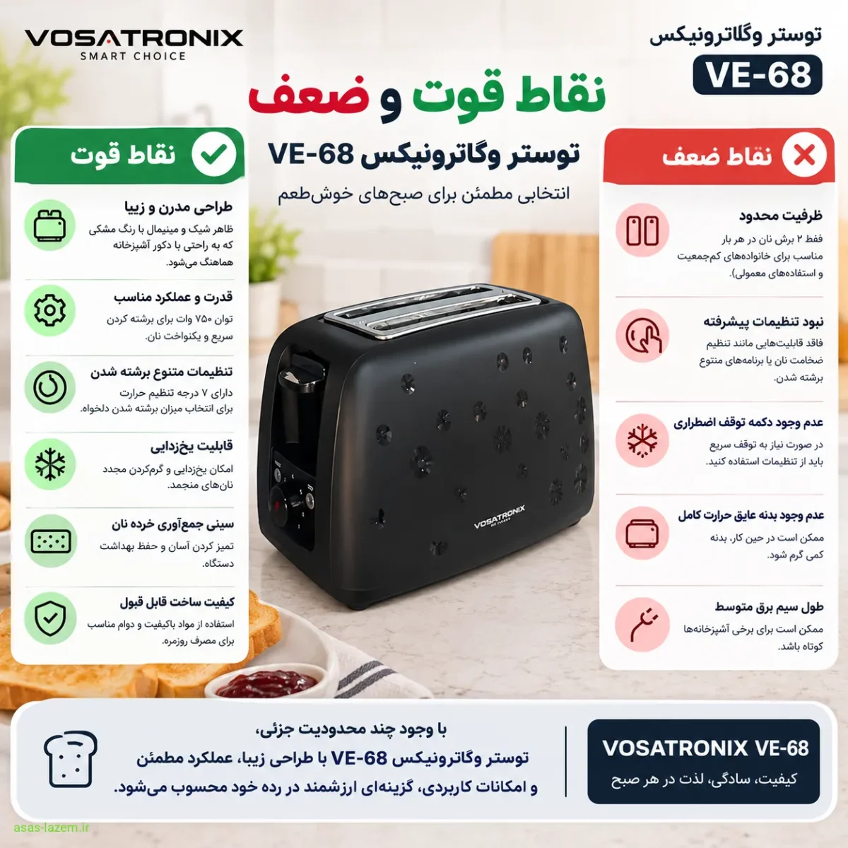 مزایا و معایب توستر وگاترونیکس VE-68