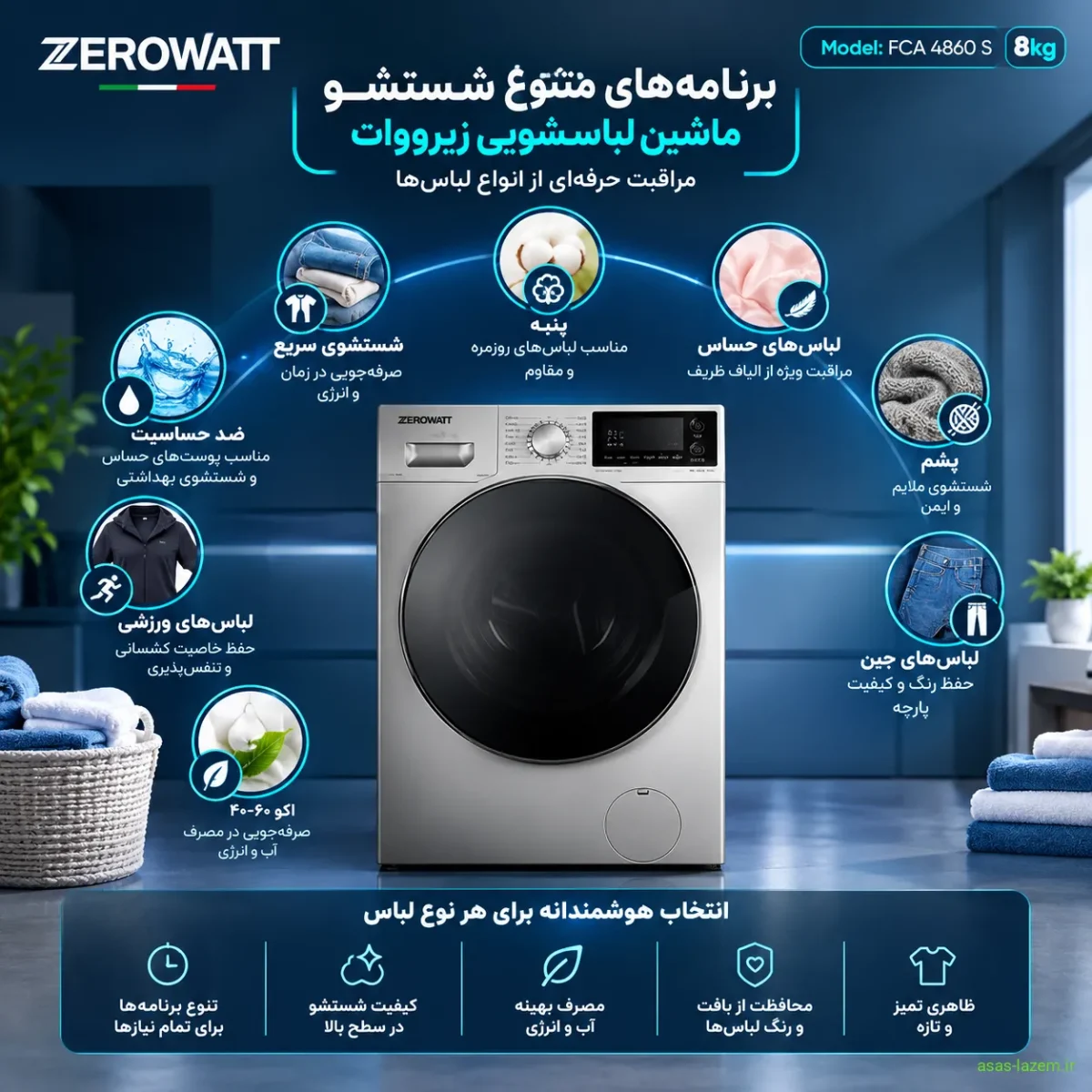 برنامه‌های شستشوی ماشین لباسشویی زیرووات FCA-4860